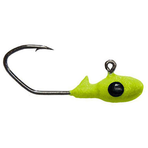 Image of Bobby Garland Mo'Glo Overbite Sickle Jig Heads | Mo'Glo Chartreuse; 1/32 oz.