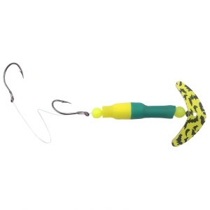 Image of Mack's Wally Pop Crawler Rig | Teal/Fluorescent Yellow/Chartreuse Black Tiger; 2