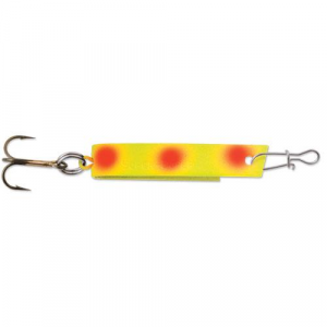 Image of Luhr Jensen Super Duper Spoon | Chartreuse/Fire Dot; 1 1/2 in.