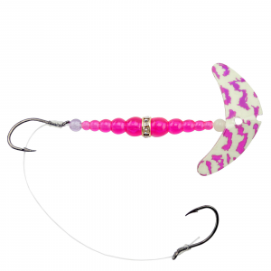 Image of Mack's Smile Blade Double Whammy Walleye Rig | Glow White Purple Tiger