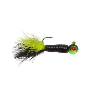 Image of Lindy Fuzz-E Grub Jigs | Black Chartreuse; 1/4 oz.