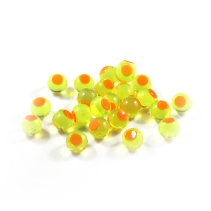 Image of Cleardrift Embryo Soft Beads | Clear Chartreuse / Orange Dot; 14 mm