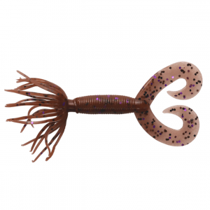 Image of Yamamoto Double Tail Hula Grubs | Cinnamon Brown W/ Black/Purple Flake; 2 1/2 in.