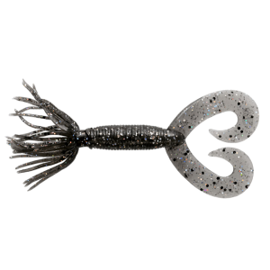 Image of Yamamoto Double Tail Hula Grubs | Smoke W/ Black/Hologram Flake; 2 1/2 in.