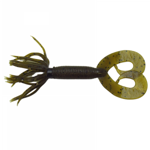 Image of Yamamoto Double Tail Hula Grubs | Green Pumpkin W/ Black Flake; 2 1/2 in.