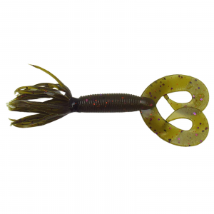 Image of Yamamoto Double Tail Hula Grubs | Green Pumpkin w/ Purple/Copper Flake; 2 1/2 in.