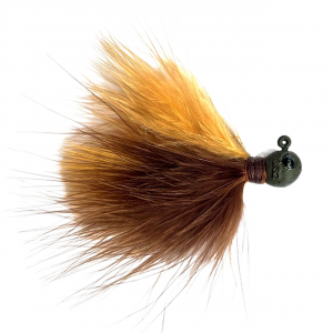 Image of Beast Coast Hand-Tied Tungsten Compound Superfly Hair Jig | Natural Olive Pumpkin; 3/32 oz.