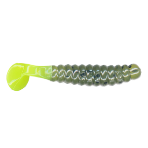 Image of Charlie Brewer's Crappie/Panfish Slider Grubs | Watermelon-Chartreuse Tail; 1 1/2 in.