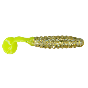Image of Charlie Brewer's Crappie/Panfish Slider Grubs | Gold Glitter/Chartreuse; 1 1/2 in.