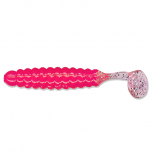 Image of Charlie Brewer's Crappie/Panfish Slider Grubs | Hot Pink-Silver Glitter Tail; 1 1/2 in.