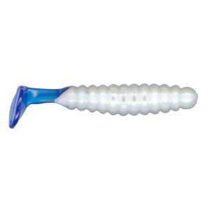 Image of Charlie Brewer's Crappie/Panfish Slider Grubs | White-Blue; 1 1/2 in.