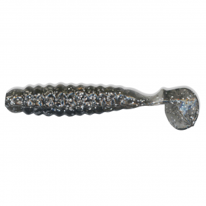 Image of Charlie Brewer's Crappie/Panfish Slider Grubs | Smoke Glitter; 1 1/2 in.