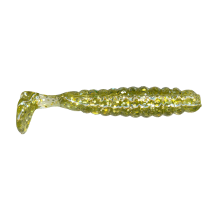 Image of Charlie Brewer's Crappie/Panfish Slider Grubs | Green Gold Glitter; 1 1/2 in.