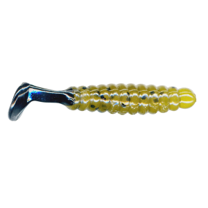 Image of Charlie Brewer's Crappie/Panfish Slider Grubs | Green Pumpkin-Black Tail; 1 1/2 in.