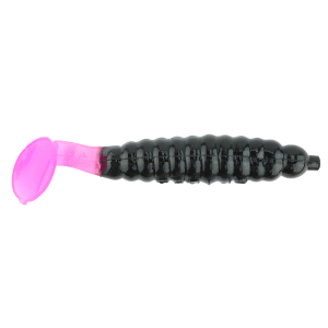 Image of Charlie Brewer's Crappie/Panfish Slider Grubs | Black-Pink; 1 1/2 in.
