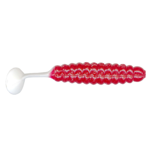 Image of Charlie Brewer's Crappie/Panfish Slider Grubs | Red-White; 1 1/2 in.