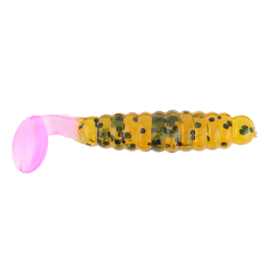 Image of Charlie Brewer's Crappie/Panfish Slider Grubs | Pumpkin-Pink; 1 1/2 in.