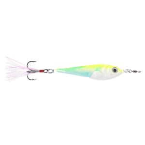 Image of Nichols Lures DUH Jigging Spoon | UV Fried Chicken; 3/4 oz.