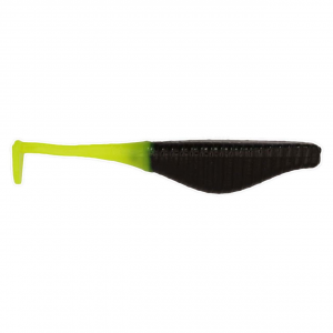 Image of Ol' Blue Tackle Paddle Fry Soft Bait | Black/Chartreuse; 3 in.