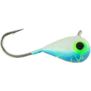 Image of Widow Maker Lures Mega Dropper Jig | White/Teal - Chart Crack Glow