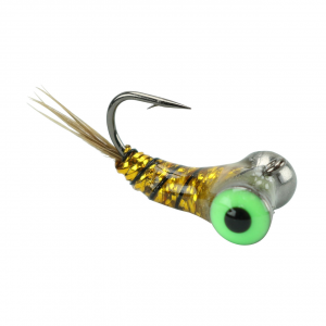 Image of Widow Maker Lures Tungsten Fly Glow Ice Jig | Glow Gold; 14