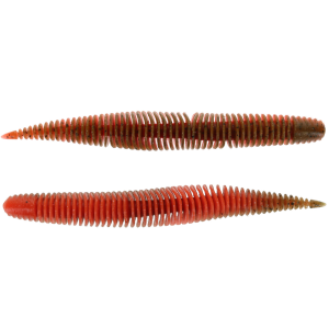 Image of Geecrack Bellows Stick Worm Soft Bait | Green Pumpkin Bite Orange; 3.8 in.