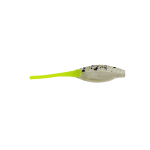 Image of Panfish Assassin Pro Tiny Shad | Salt & Pepper Silver Phantom/Chartreuse Tail; 2 in.