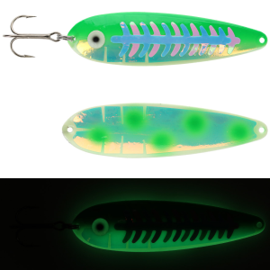 Image of Moonshine Lures Trolling Spoon | Exclusive Color - Dotted UV Green Alewife; 5 in.