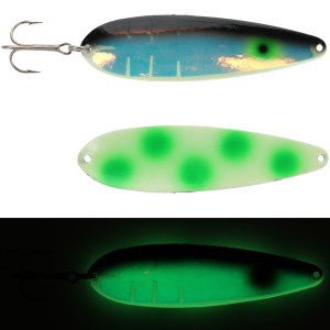 Image of Moonshine Lures Trolling Spoon | Exclusive Color - Dotted Glow Game Over; 5 in.