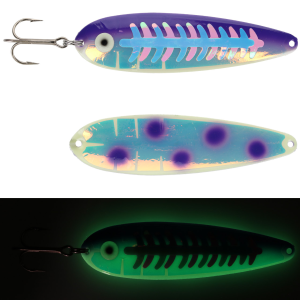 Image of Moonshine Lures Trolling Spoon | Exclusive Color - Dotted UV Purple Alewife; 4 in.