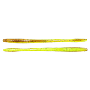 Image of LIVETARGET ICT Straight Tail Worm | Chartreuse / Brown; 5 1/2 in.