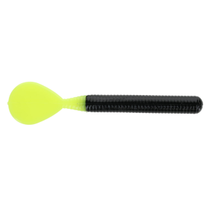 Image of Bondy Bait Company D-Tail Worm | Black - Chartreuse; 3 3/4 in.