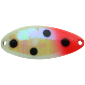 Image of ACME Tackle Little Cleo Spoon | Moonshine Glow - Bloody Nose; 2/3 oz.