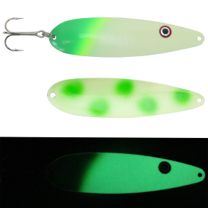 Image of Moonshine Lures Trolling Spoon | Exclusive Color - Dotted Glow Green Skirt; 4 in.