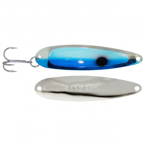 Image of Michigan Stinger Stingray Spoon | Super UV Blue Tuxedo; 4 1/4 in.