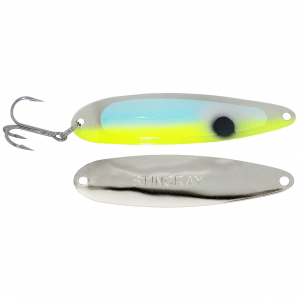 Image of Michigan Stinger Stingray Spoon | Super UV Yellow Tuxedo; 4 1/4 in.