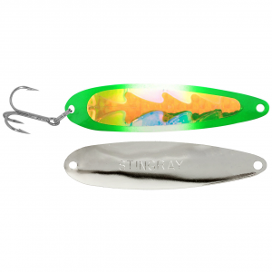 Image of Michigan Stinger Stingray Spoon | Super UV Green Jeans; 4 1/4 in.