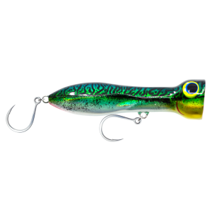 Image of Nomad Design Chug Norris Popper | Silver Green Mackerel; 4 3/4 in.