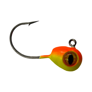 Image of Mission Tackle Short Shank Tungsten Heavy Metal Jig | Chartreuse/Orange; 1/8 oz.