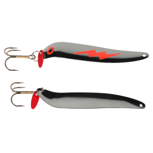 Image of Bay De Noc Flutter Laker Taker Trolling Spoon | Fluorescent Orange Zap/Black; 4 in.