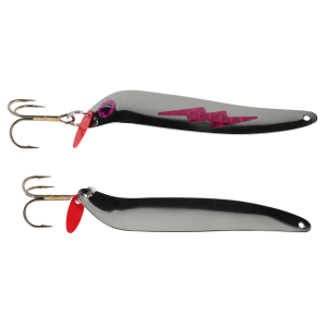 Image of Bay De Noc Flutter Laker Taker Trolling Spoon | Lavender Zap/Black; 4 in.