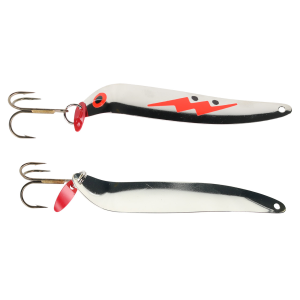 Image of Bay De Noc Flutter Laker Taker Trolling Spoon | Fluorescent Orange Zap/Nickel; 4 in.