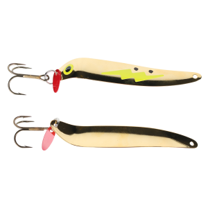 Image of Bay De Noc Flutter Laker Taker Trolling Spoon | Fluorescent Yellow Zap/Gold; 4 in.