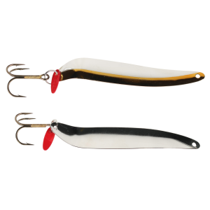 Image of Bay De Noc Flutter Laker Taker Trolling Spoon | Nickel/Gold Paint; 4 in.