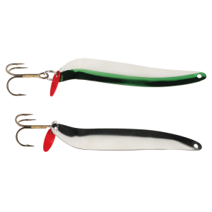 Image of Bay De Noc Flutter Laker Taker Trolling Spoon | Neon Green/Nickel; 4 in.