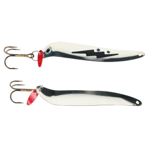 Image of Bay De Noc Flutter Laker Taker Trolling Spoon | Black Zab/Silver; 4 in.