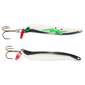 Image of Bay De Noc Flutter Laker Taker Trolling Spoon | Chartreuse Zap/Silver; 4 in.