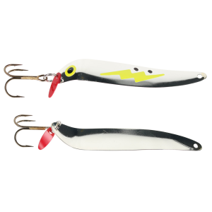 Image of Bay De Noc Flutter Laker Taker Trolling Spoon | Fluorescent Yellow Zap/Silver; 4 in.