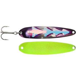Image of Michigan Stinger Standard Spoon | Exclusive Color - Purple Walleye Jeans-Chartreuse Back; 3 3/4 in.