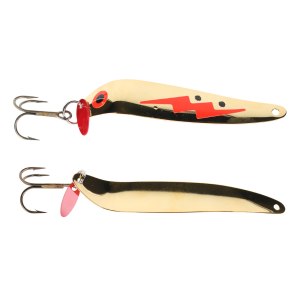 Image of Bay De Noc Flutter Laker Taker Trolling Spoon | Fluorescent Orange/Gold; 3 1/2 in.